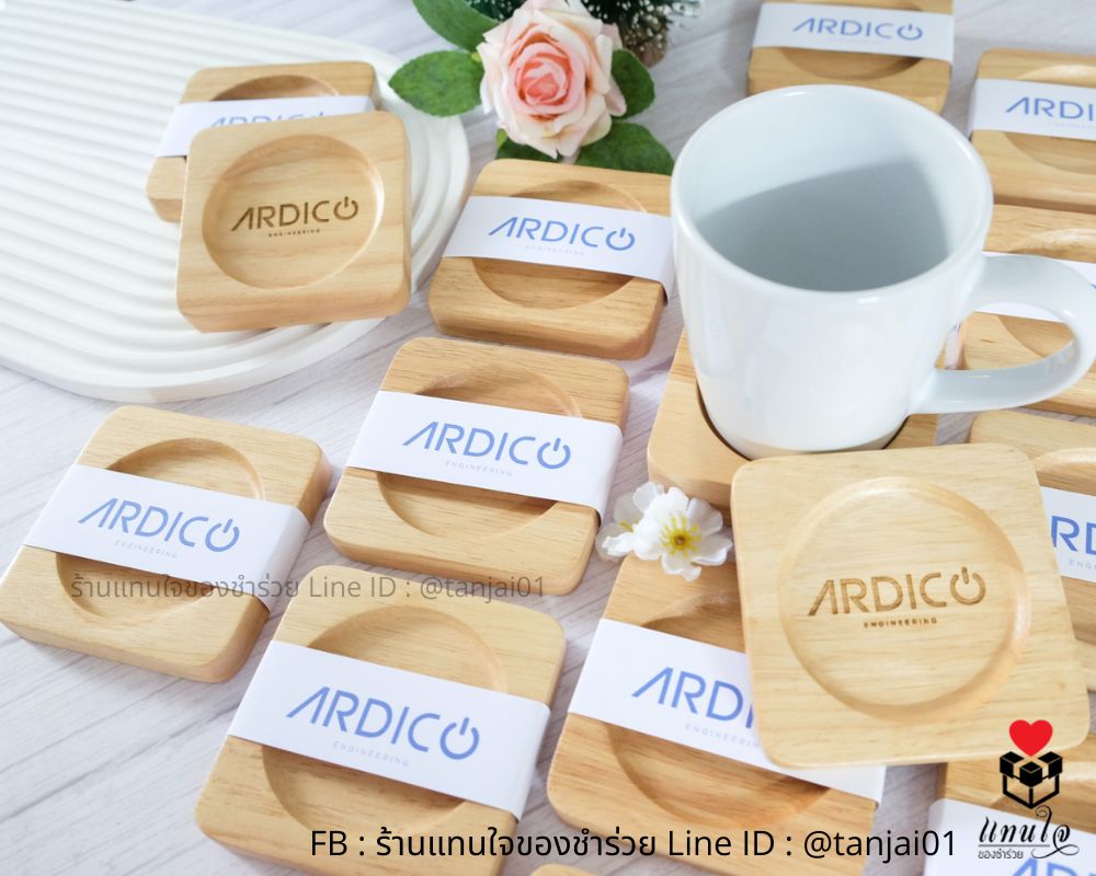 ของที่ละลึก เลเซอร์โลโก้บริษัท จานรองแก้วน้ำ