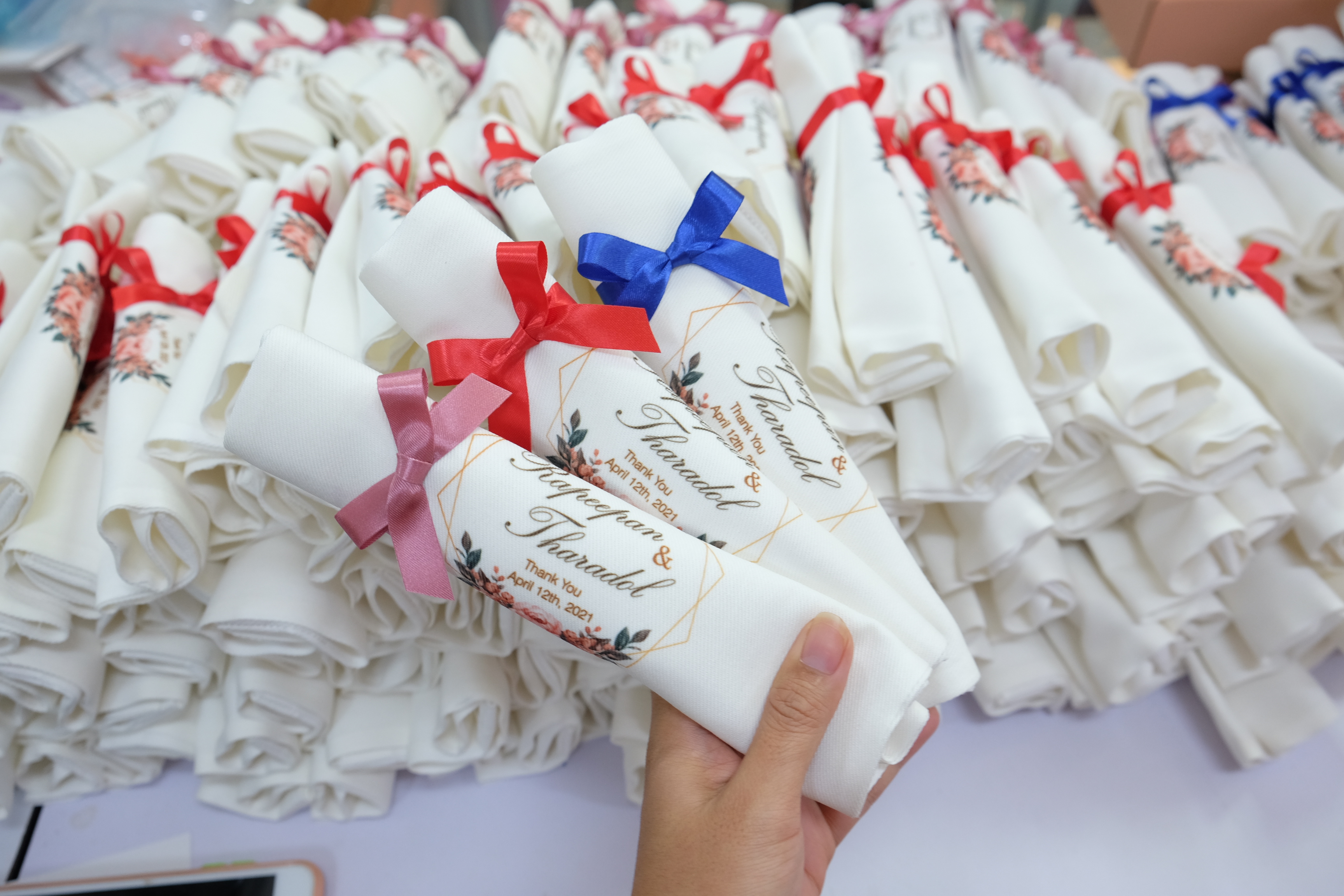 ของชำร่วย กระเป๋าผ้าสกรีน โลโก้ ไซส์3 ของชำร่วยงานแต่งงาน